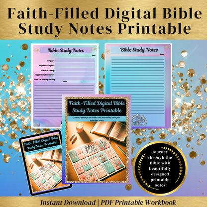 Faith-Filled Digital Bible Study Notes Printable